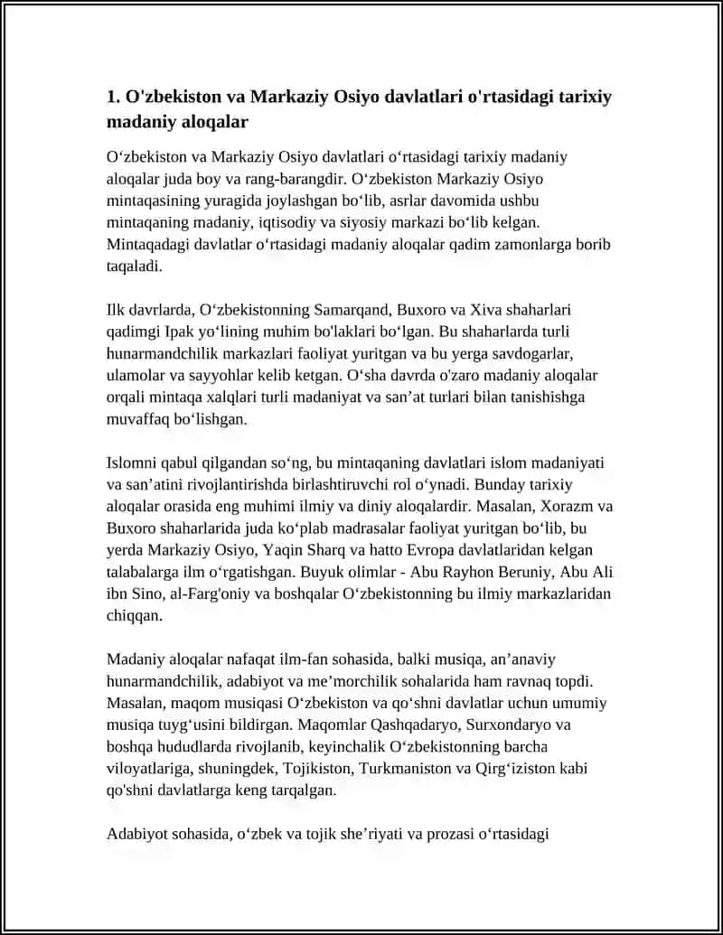 OZBEKISTON MARKAZIY OSIYO DAVLATLARING MADANIY ALOQALARI 3