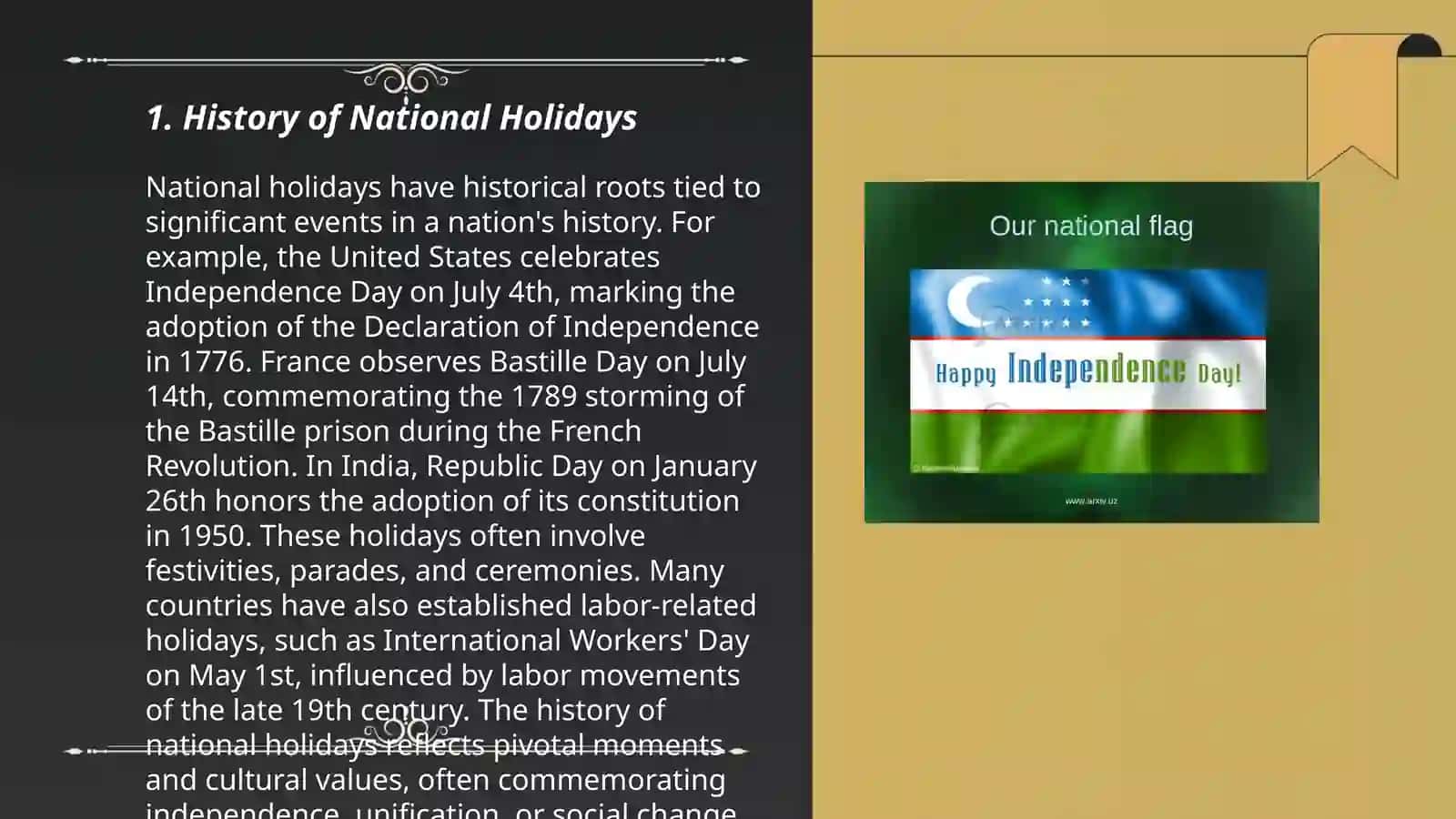 National holidays 3