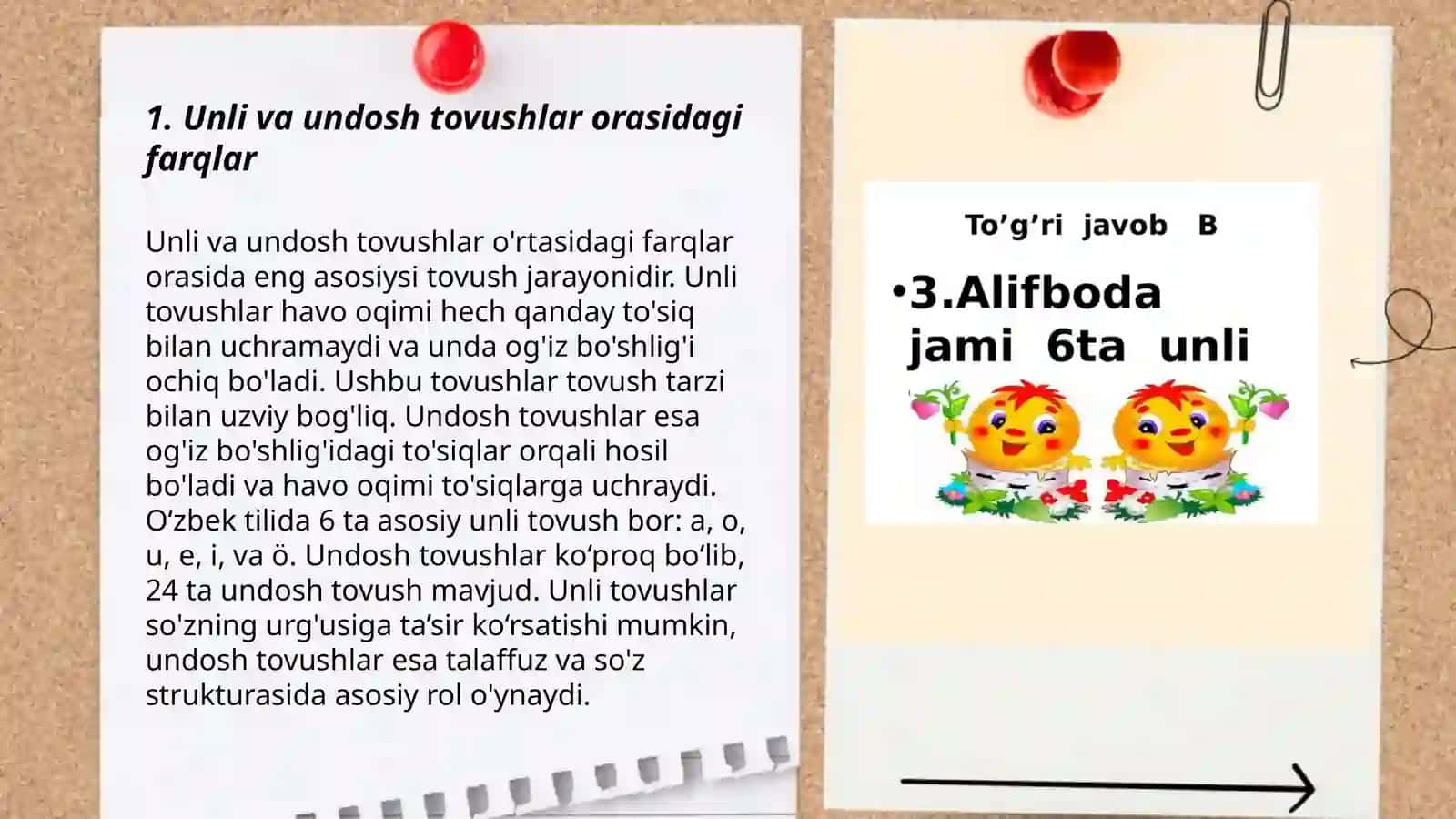Unli va undosh tovushlarni o'rganish 3