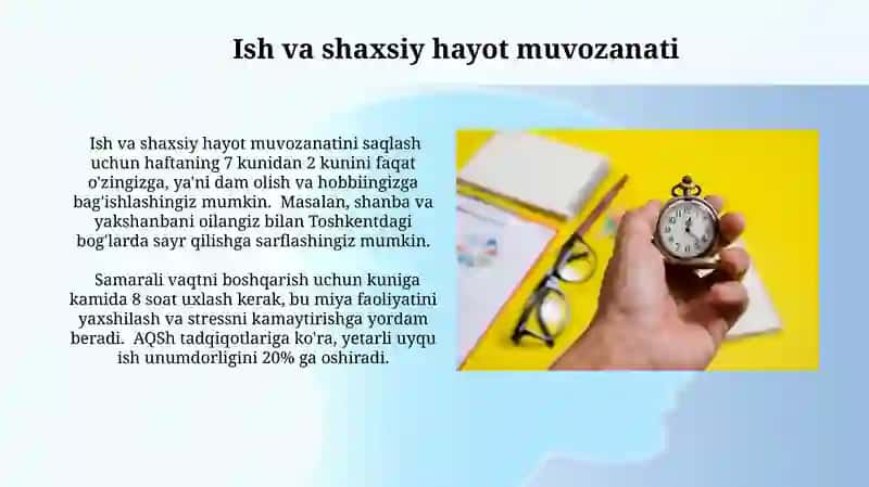 Ish va shaxsiy hayot muvozanati 3