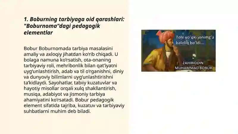 Boburning tarbiyaga oid qarashlari 3