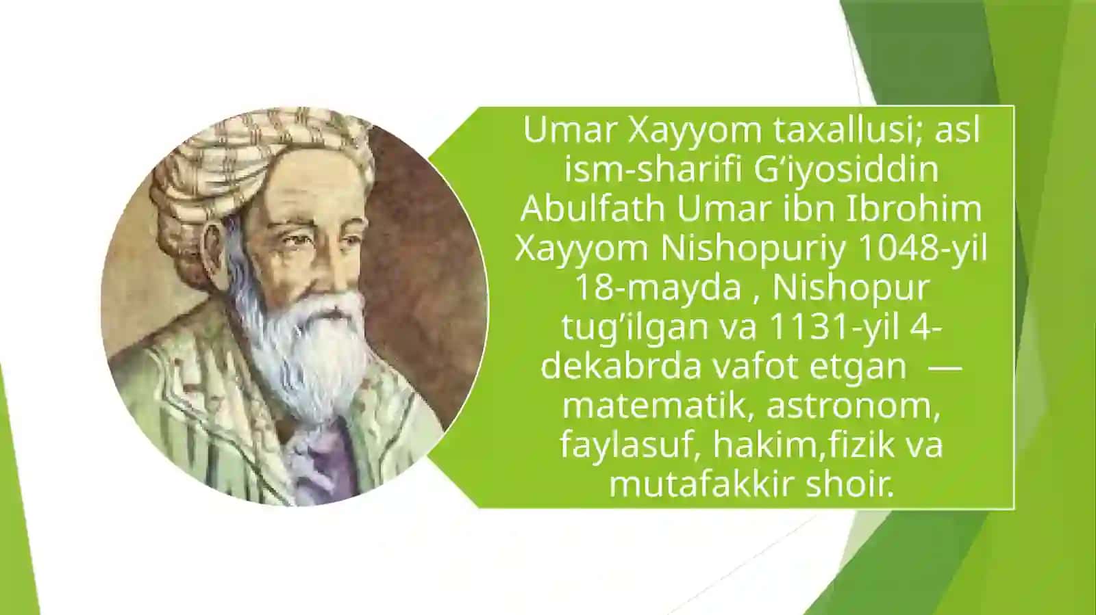 Umar Hayyomning matematikaga oid asarlari va ularning ahamyati 3
