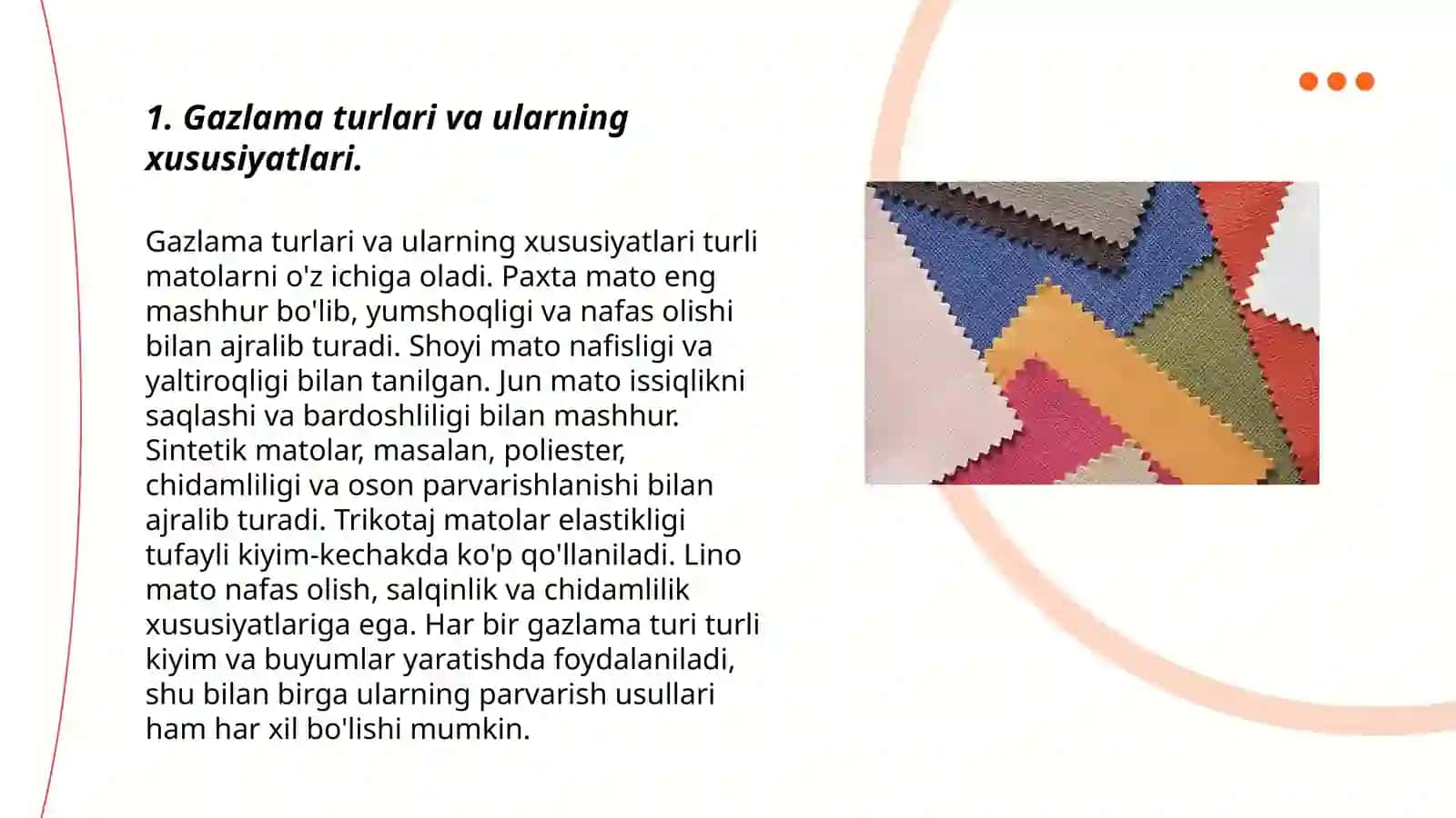 Gazlamalarni bichish 3