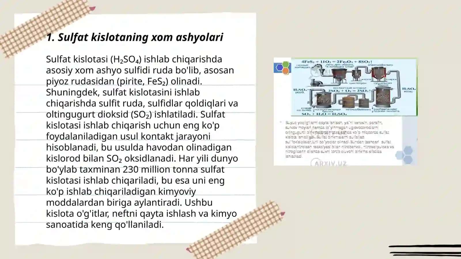 Sulfat kislota ishlab chiqarish tehnalogiyasi 3
