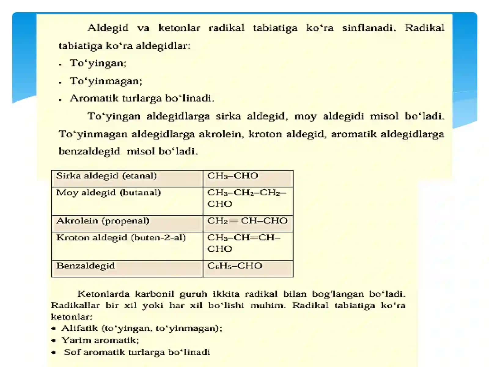 KARBONIL BIRIKMALAR. ALDEGID VA KETONLAR 3