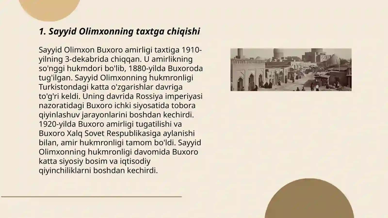 Buxoro amiri amir Sayyid Olimxon 3