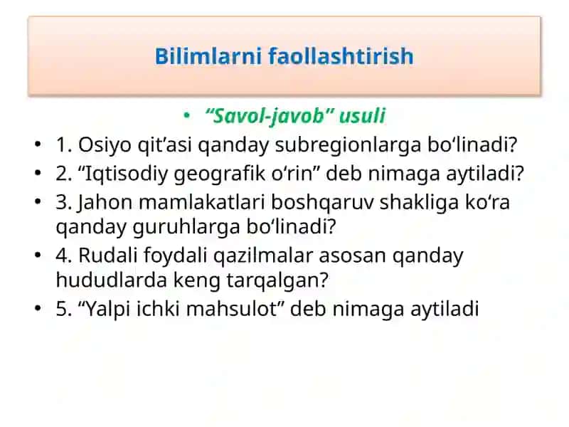 Bilimlarni faollashtirish 3