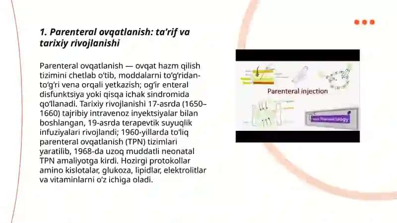 Parenteral ovqatlanish va uning klinik ahamiyati 3