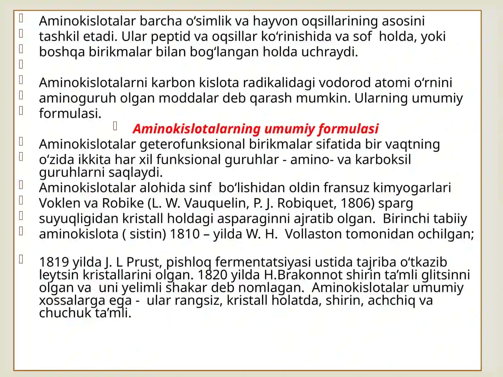 Aminokislotalar tuzilishi xossalari 3