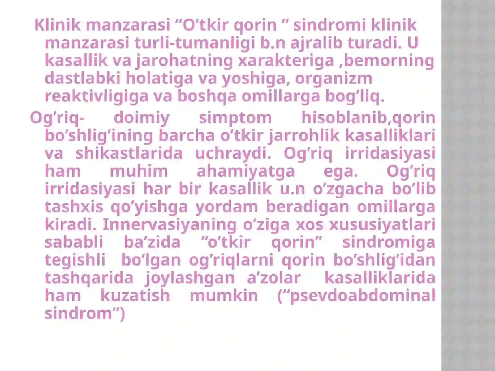 “O’TKIR QORIN SINDROMI 3