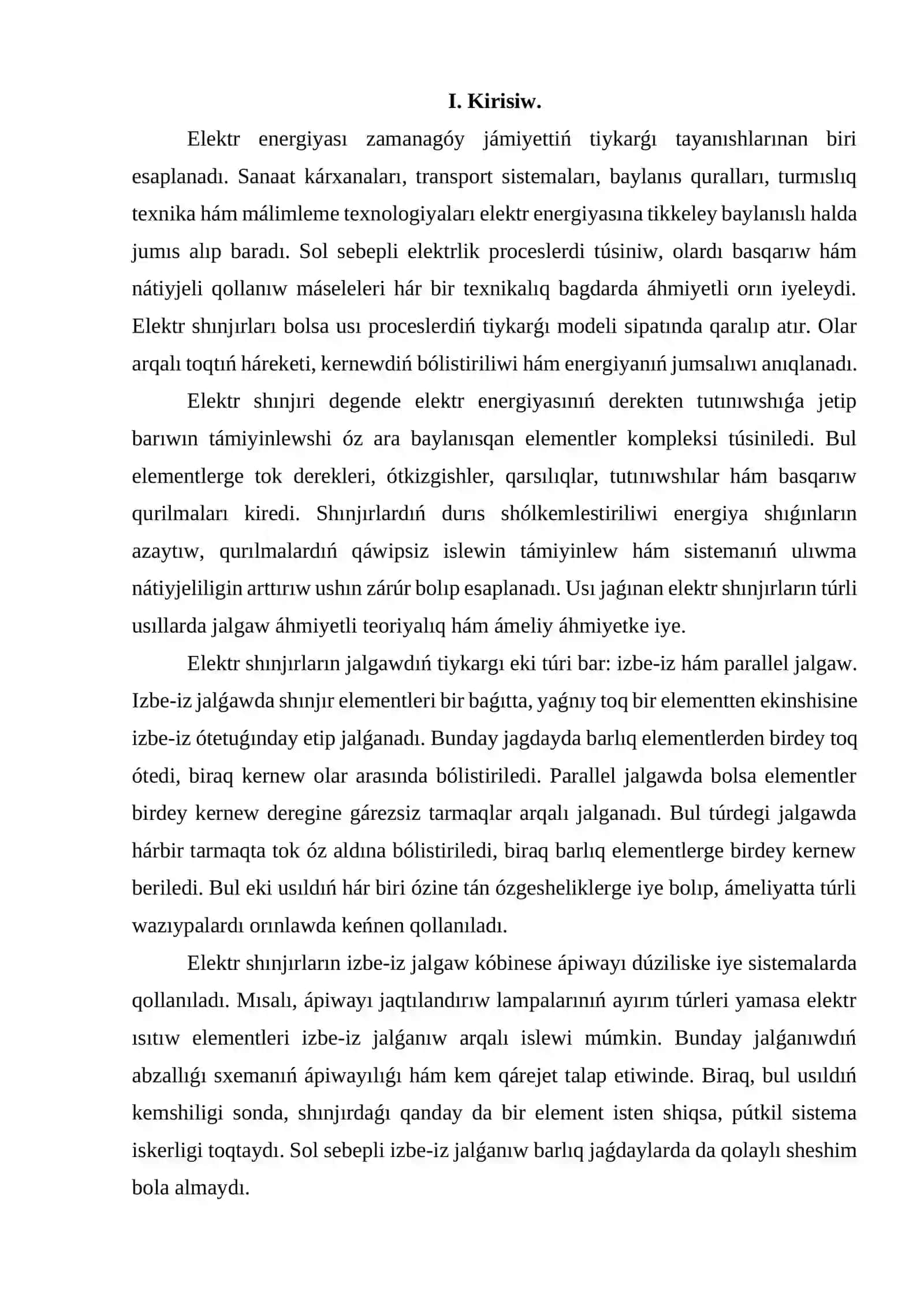 Elektr shınjırların parallel hám izbe-iz jalgaw 3