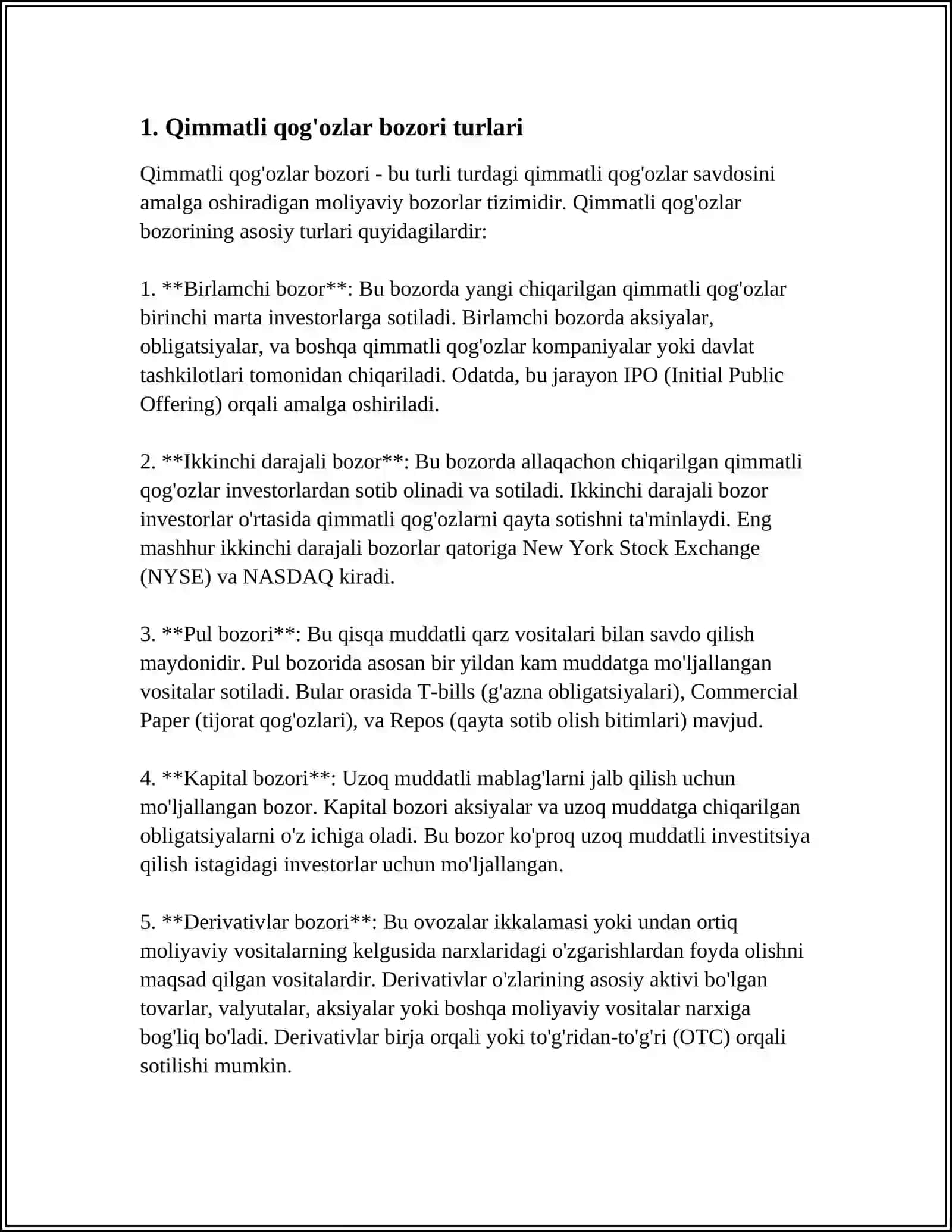 QIMMATLI QOG’OZLAR BOZORINING TURLARI 3