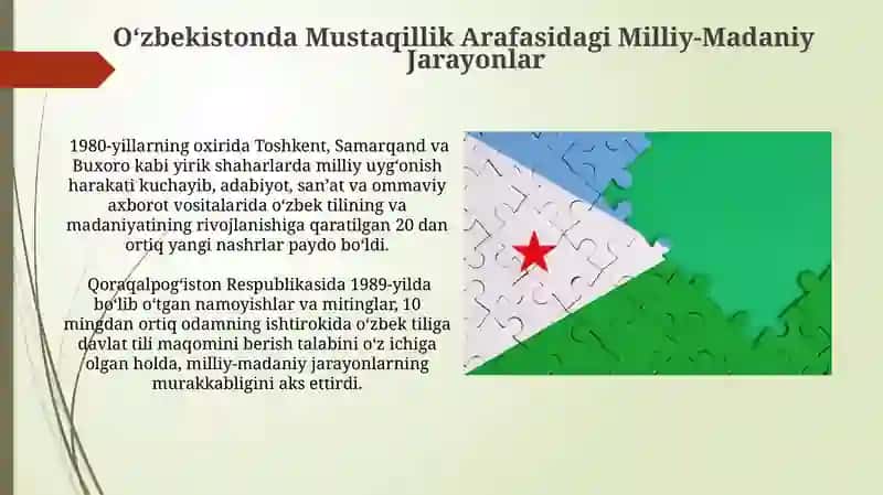 Oʻzbekistonda Mustaqillik Arafasidagi Milliy-Madaniy Jarayonlar 3