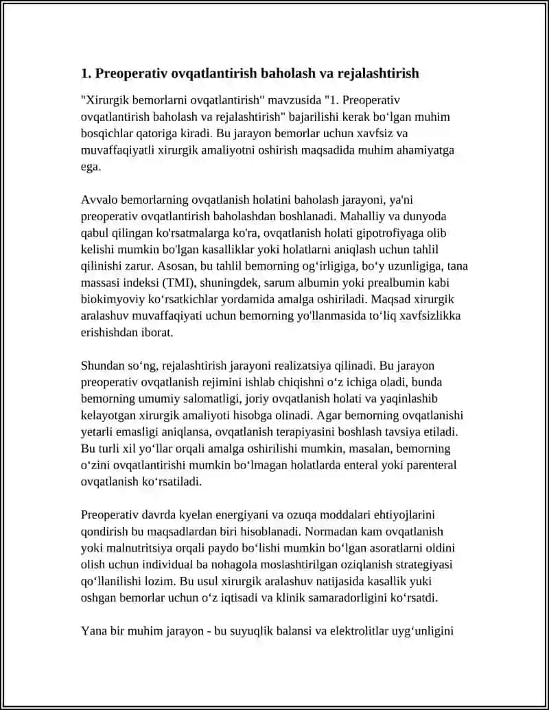 XIRURGIK BEMORLARNI OVQATLANTIRISH 3