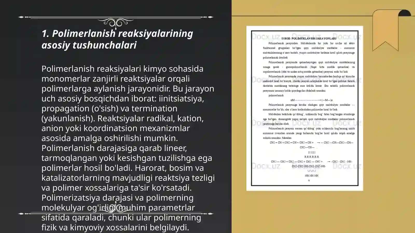 Polimerlanish reaksiyasi tezligini boshqarish imkonyatlari 3