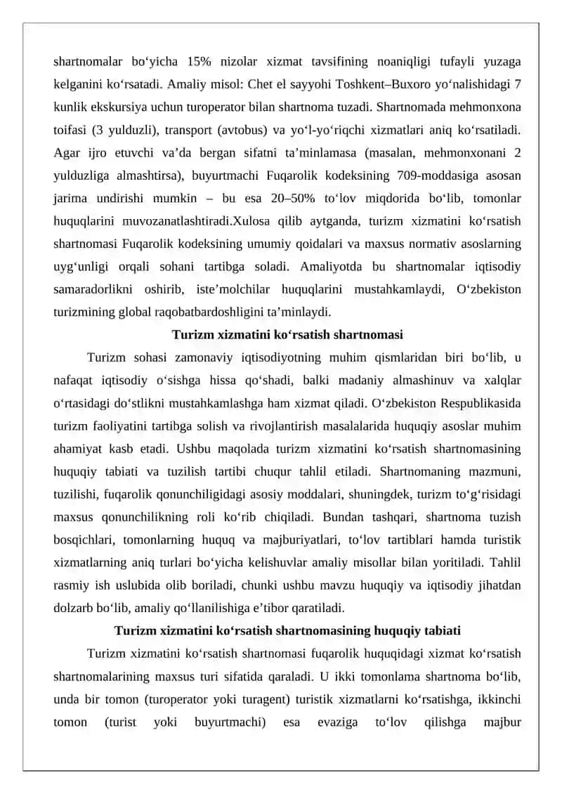 Turizm xizmatini ko‘rsatish shartnomasi 3