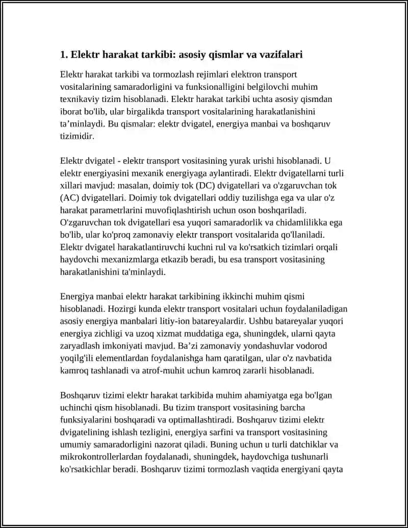 Elektr Harakat Tarkibi va Tormozlash Rejimlari 3