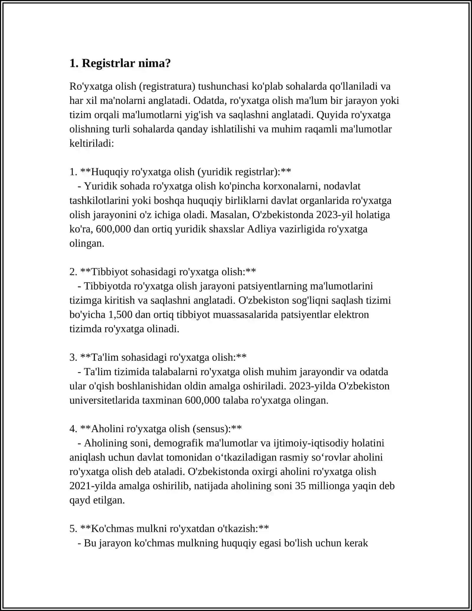 REGISTRLAR VA ULARNING TURLARI 3