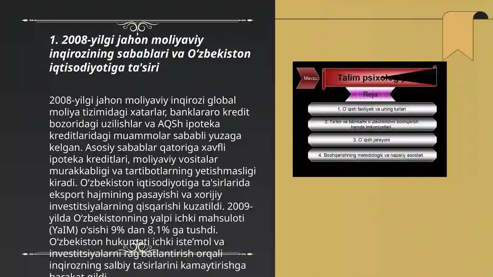 2008-yilgi jahon moliyaviy inqirozning Ozbekistonga tasiri va uning xususiyatlarini bartarap etish choralari 3