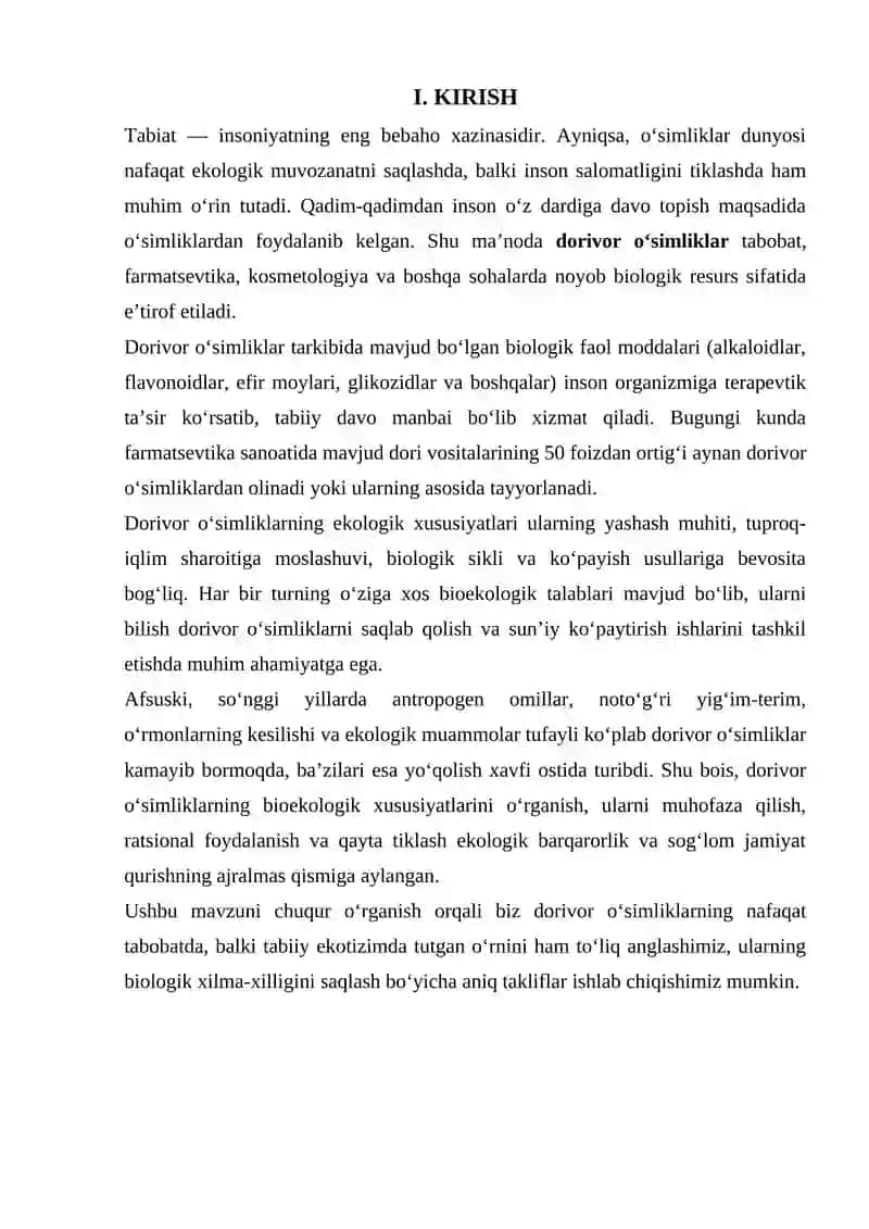 DORIVOR O’SIMLIKLARNING BIOEKALOGIK HUSUSIYATLARI 3