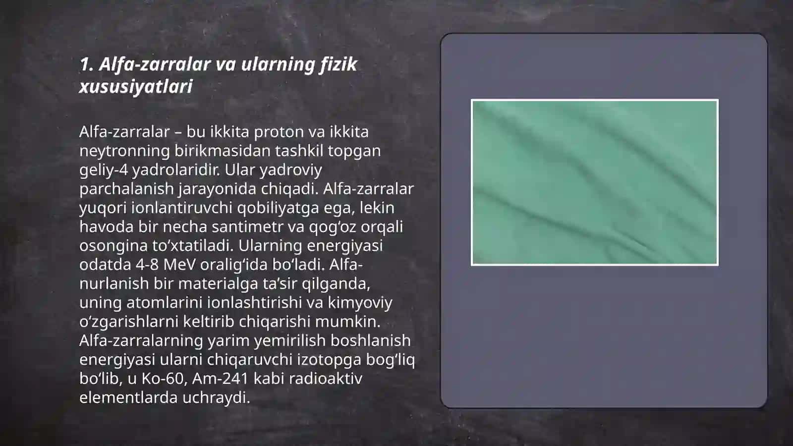 Alfa - zarralarning sochilishi 3