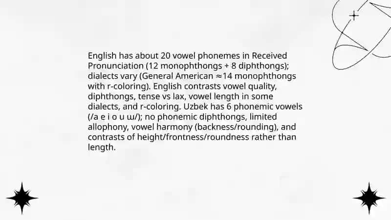 Comparison of English and Uzbek vowel systems 3