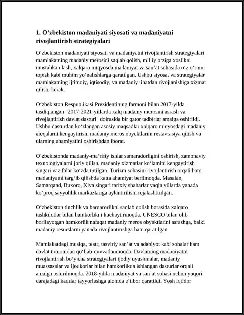 OʻZBEKISTON MADANIYATI VA SANʼATINI RIVOJLANTIRISH 3