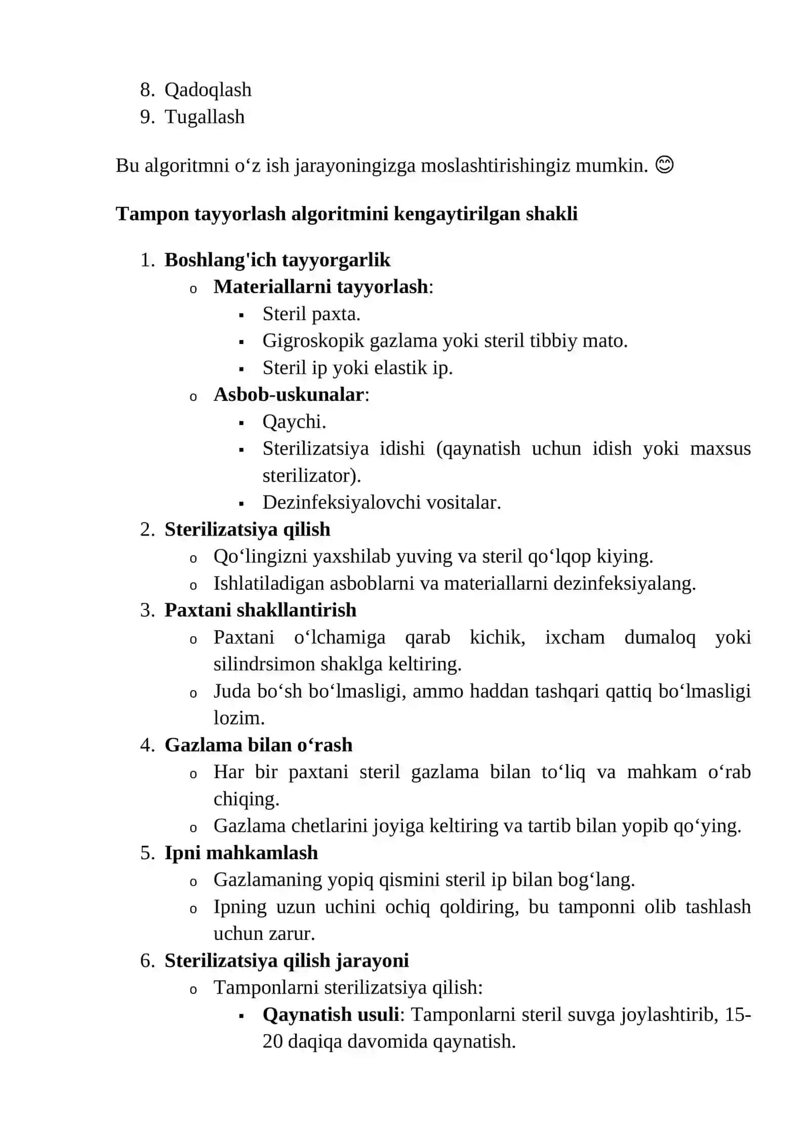Tamponlarni tayyorlash 3