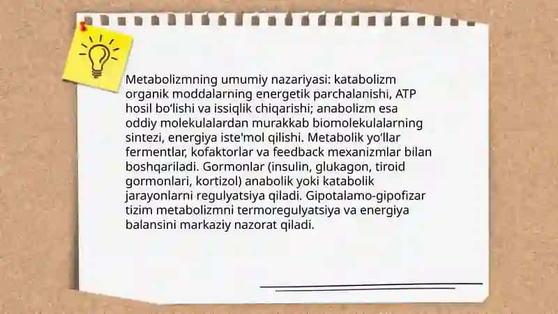 Moddalar va energiya almashinuvini o'rganish 3