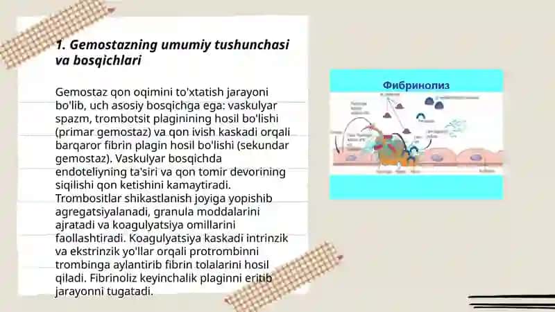 Gemostaz. Fibrinoliz. Qon quyish asoslari 3