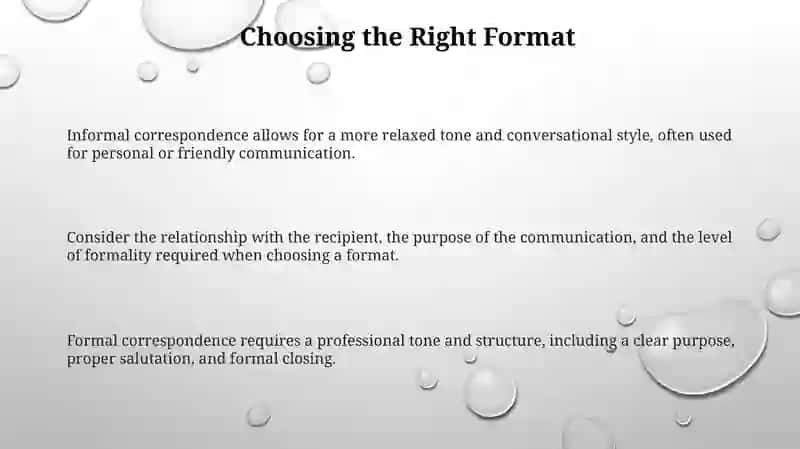 Formal and informal correspondance 3