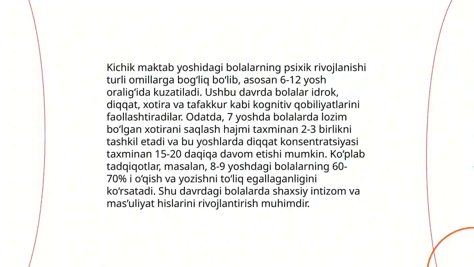 Kichik maktab yoshidagi o'quvchlar psixikasi 3