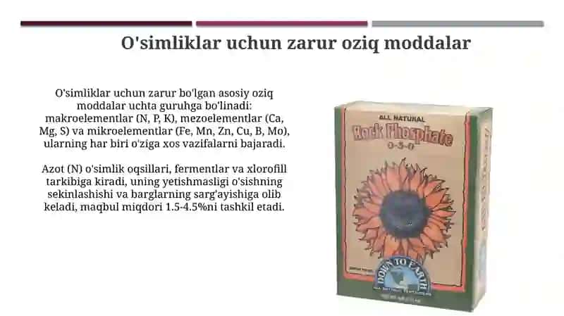 Mineral o'gitlarning qishloq xo'jaligidagi ahamiyati 3
