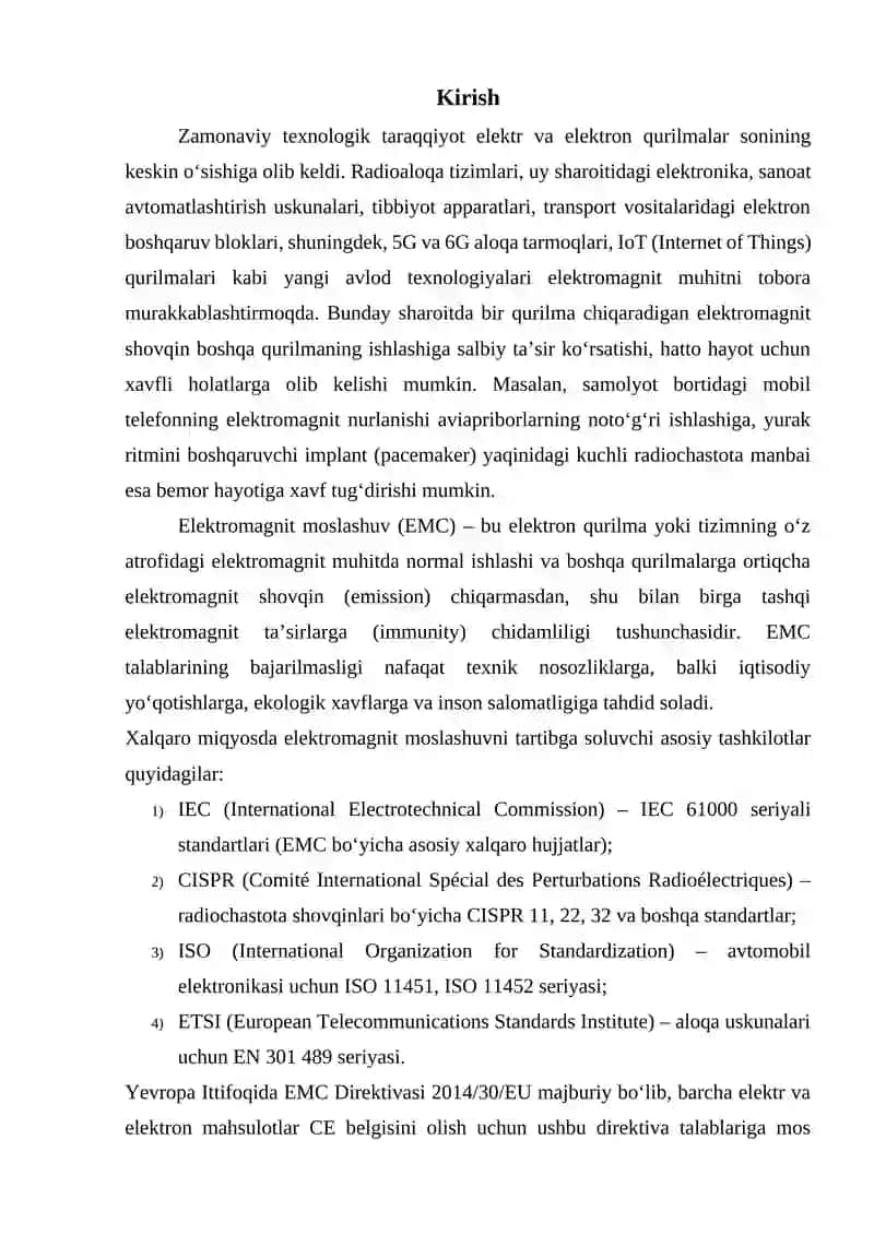 Elektromagnit moslashuv xalqaro va milliy standartlari 3