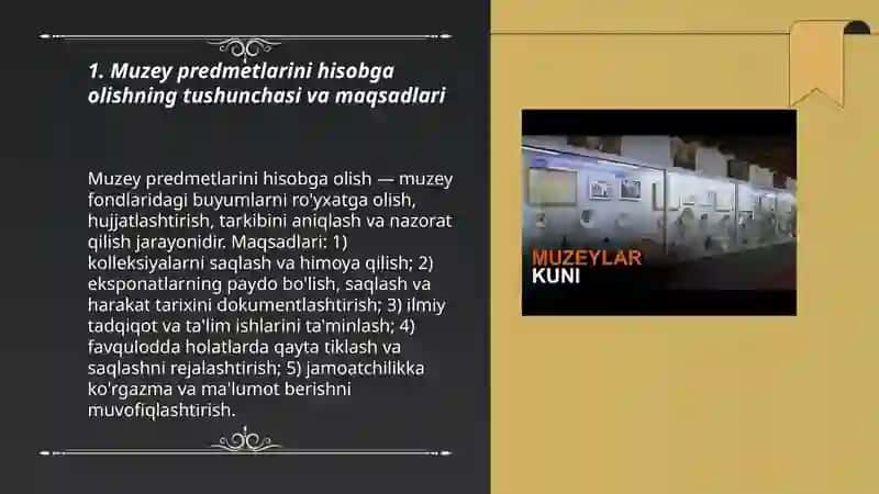 Muzey predmetlarini hisobga olish 3