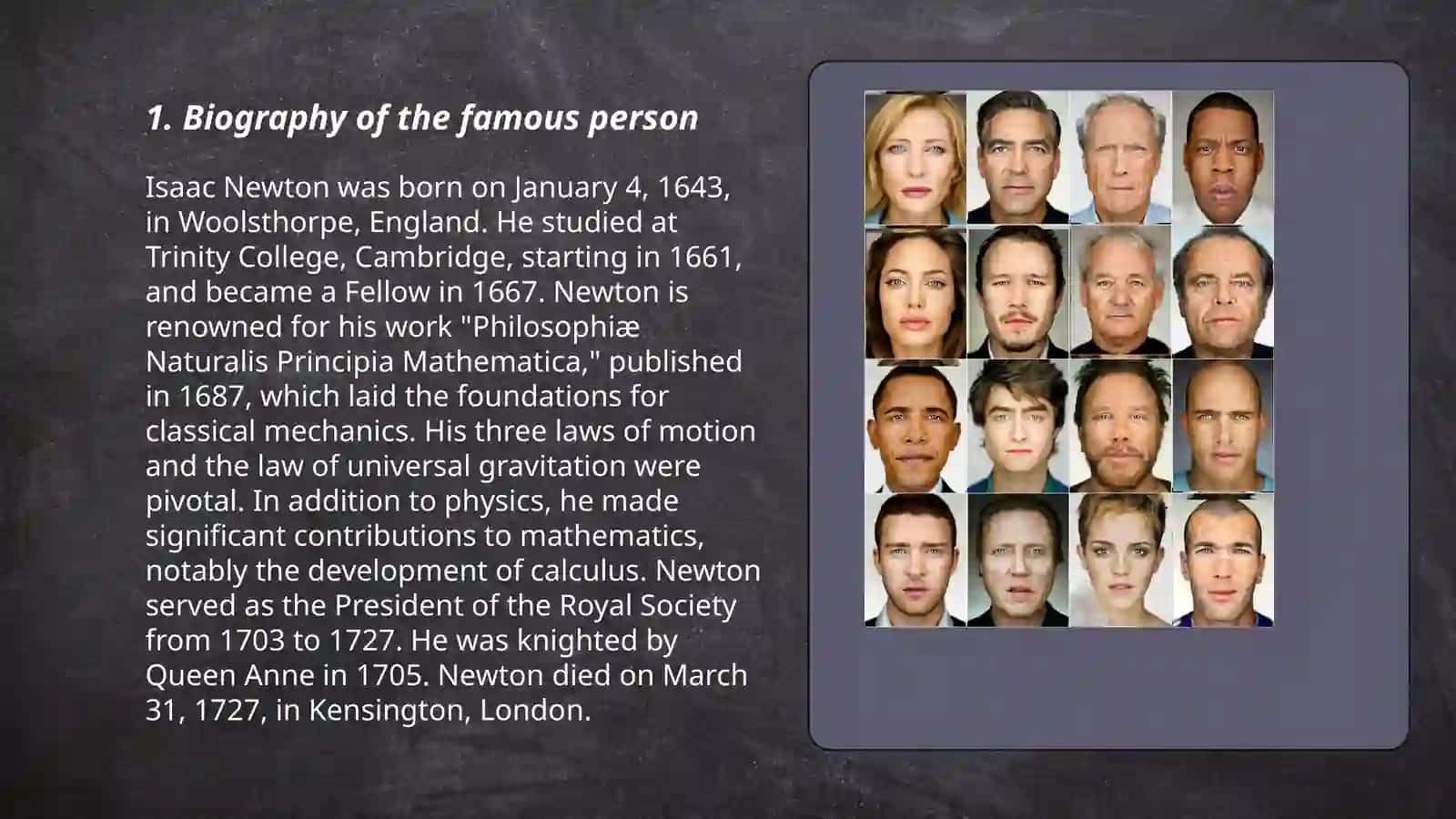 Describe a famous person 3