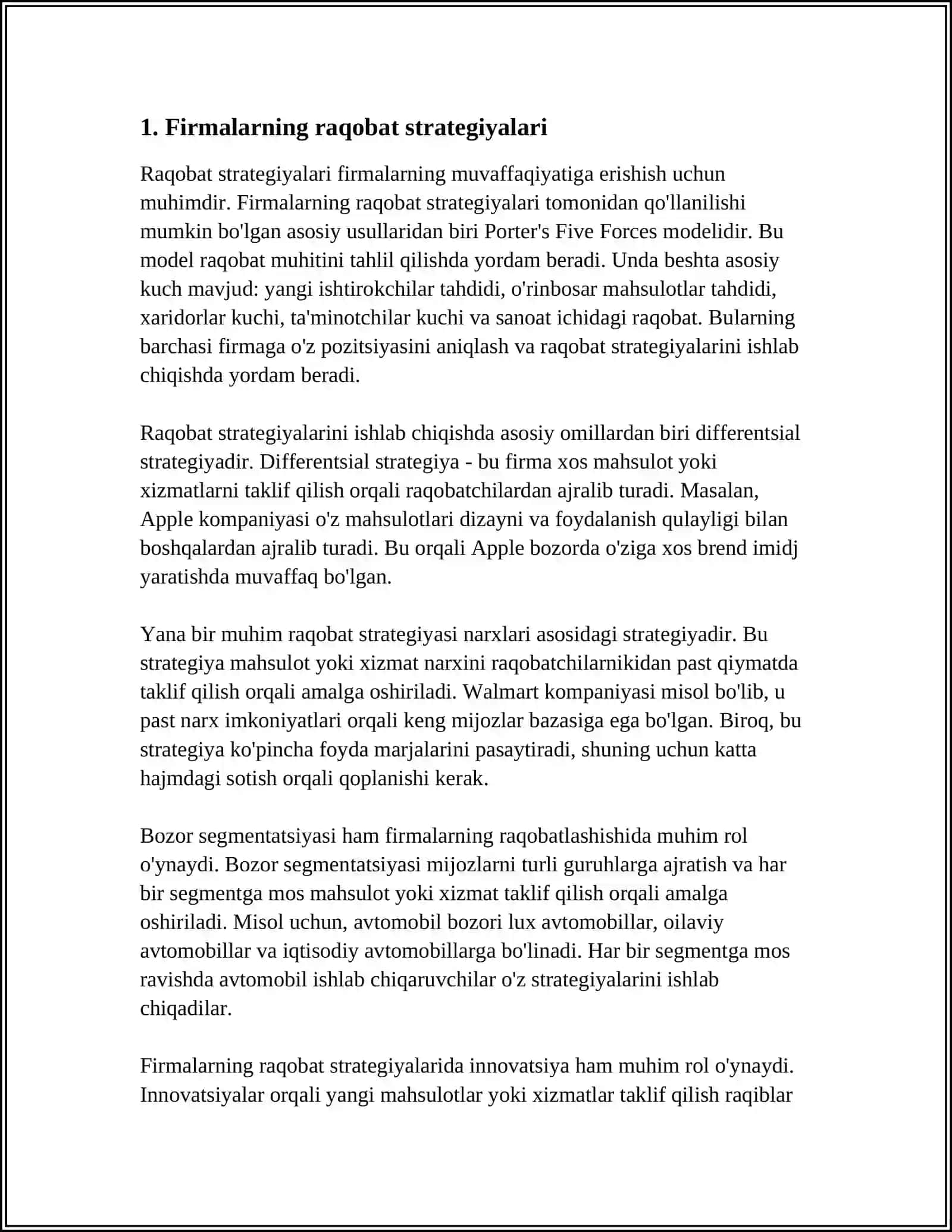 RAQOBATLASHGAN BOZORDA FIRMALAR FAOLIYATI 3