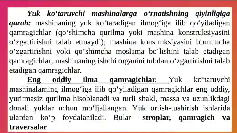 Yuk qamrovchi qurilmalar va ularning tasnifi 3