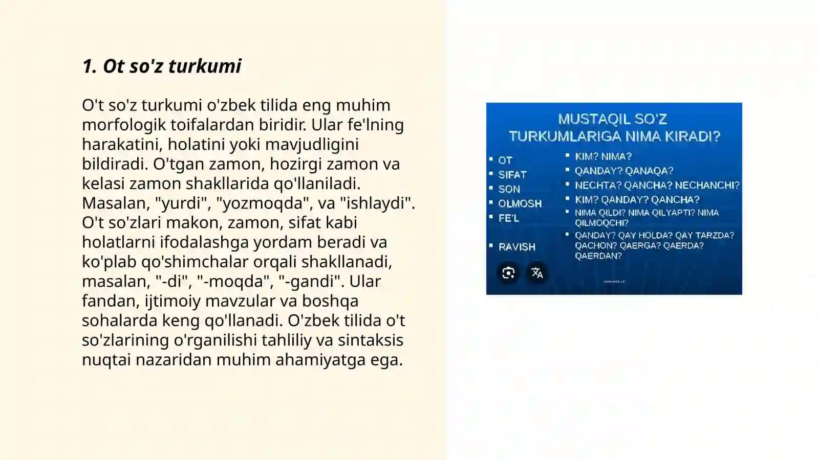 Ona tili fanidan soʻz turkumlari 3