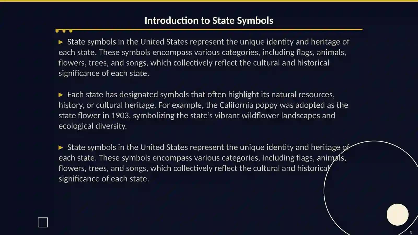 The state symbols of the usa 3
