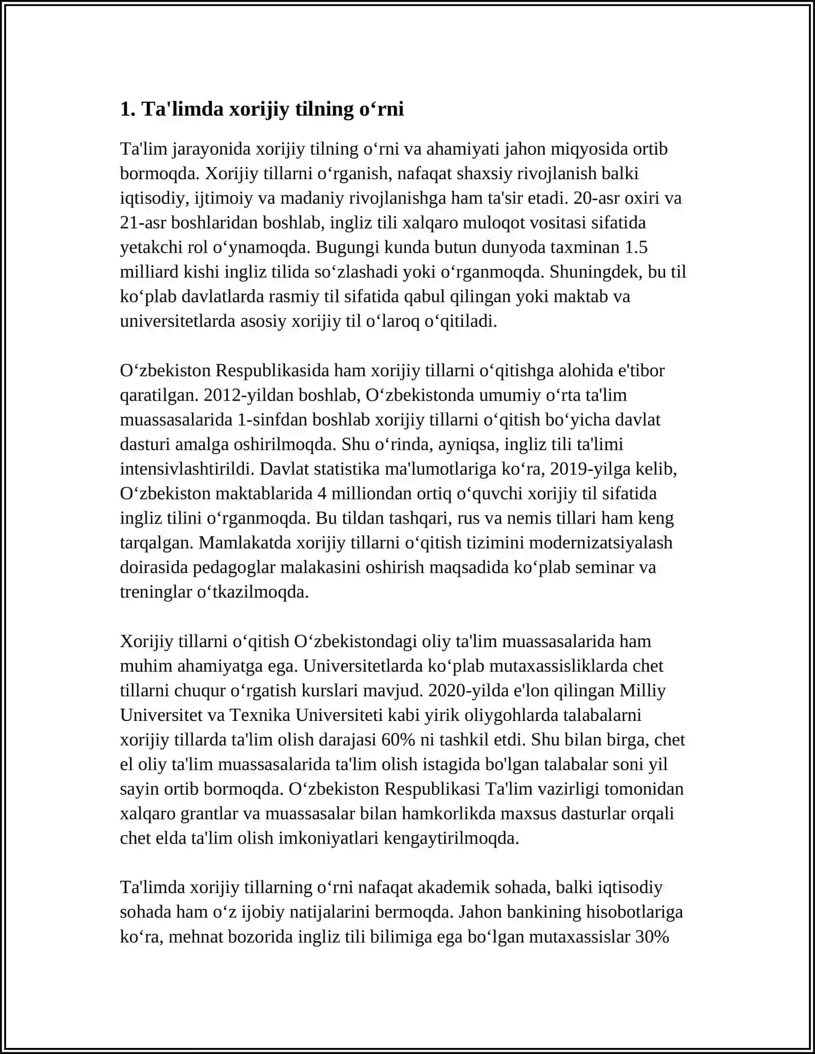 EDUCATION AND ROLE OF FOREIGN LANGUAGE 3