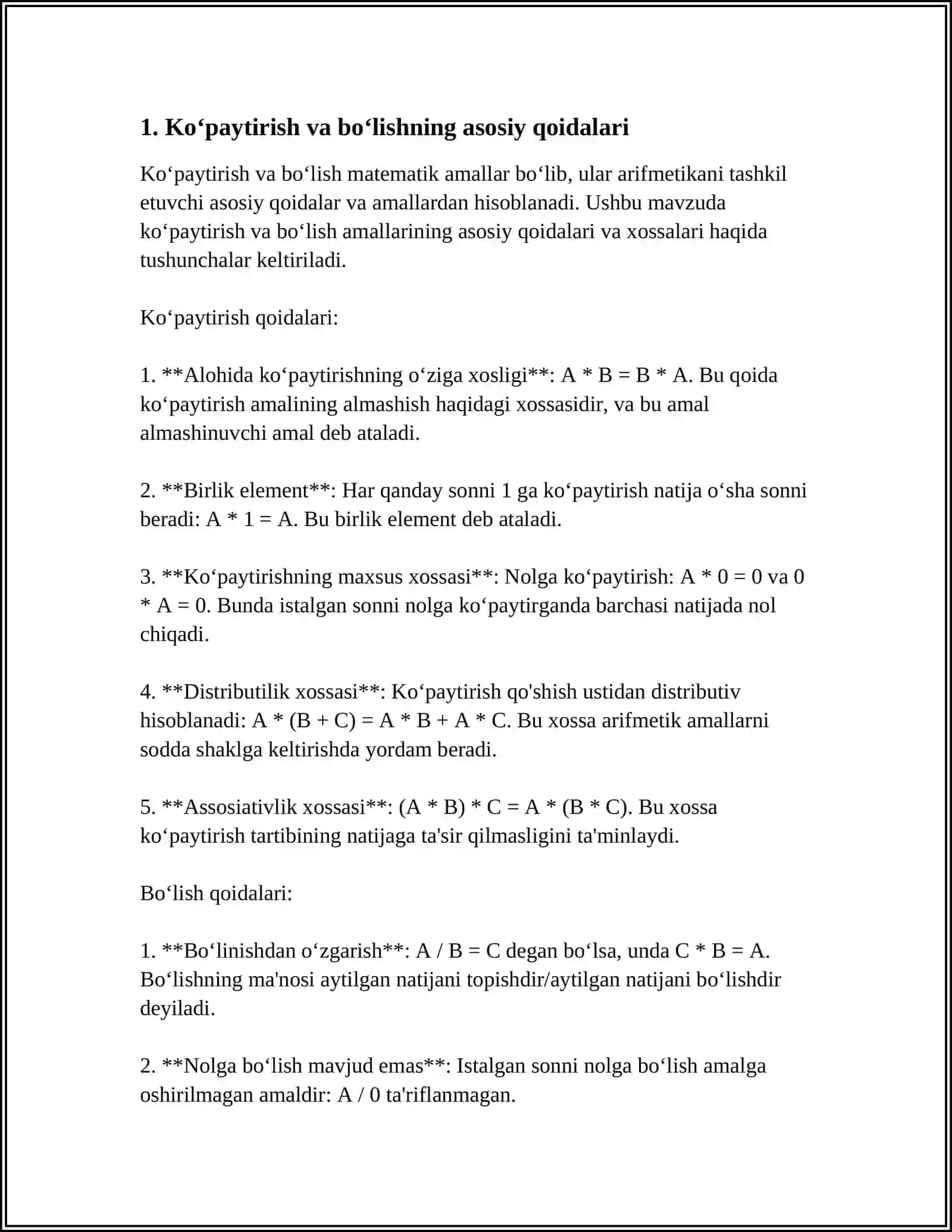 KOʻPAYTIRISH VA BOʻLISH METODIKASI 3
