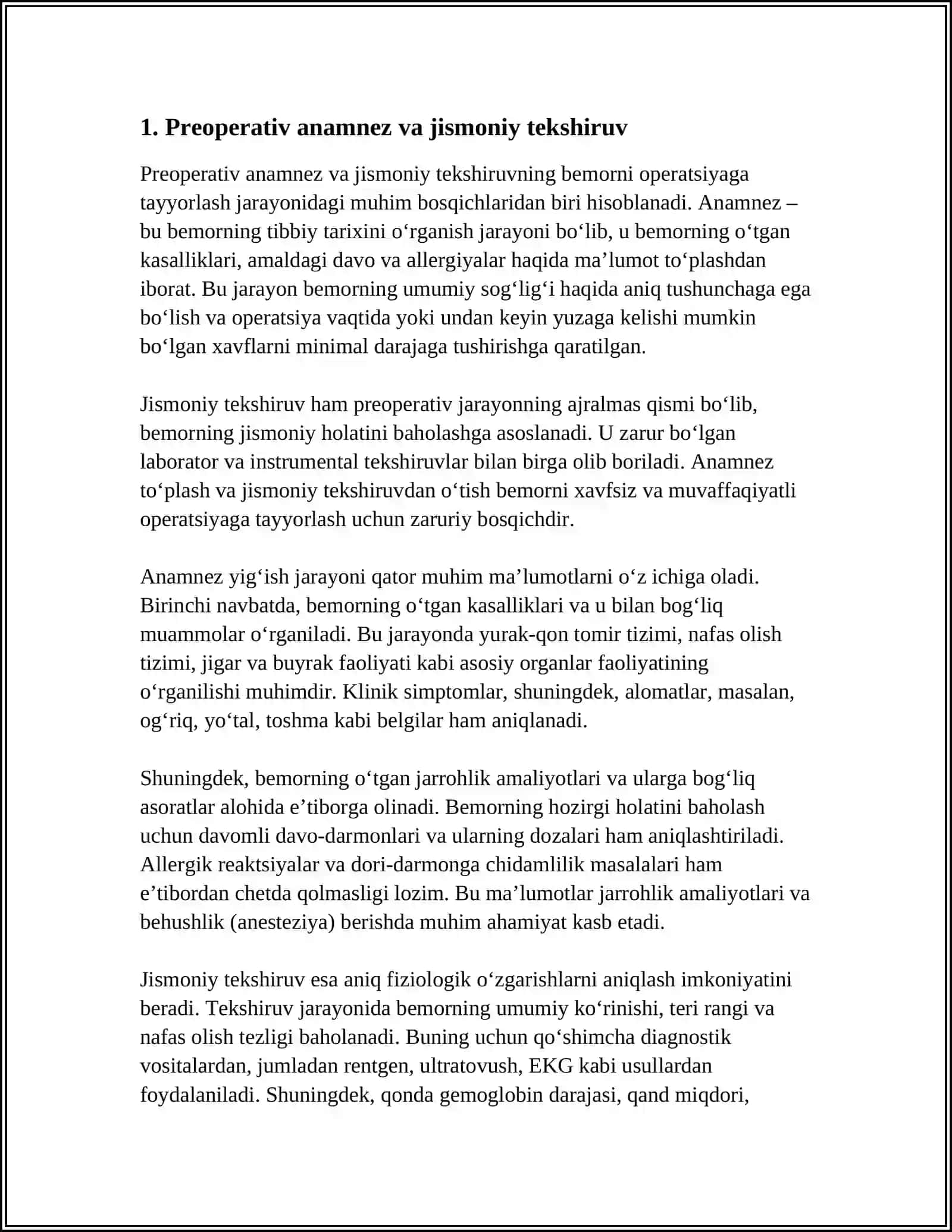 BEMORNI OPERATSIYAGA TAYYORLASH 3