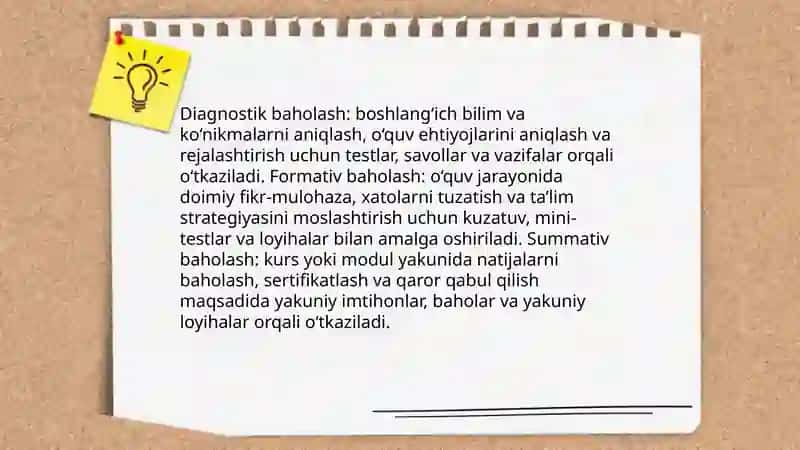 Baholash turlari va mezonlari 3