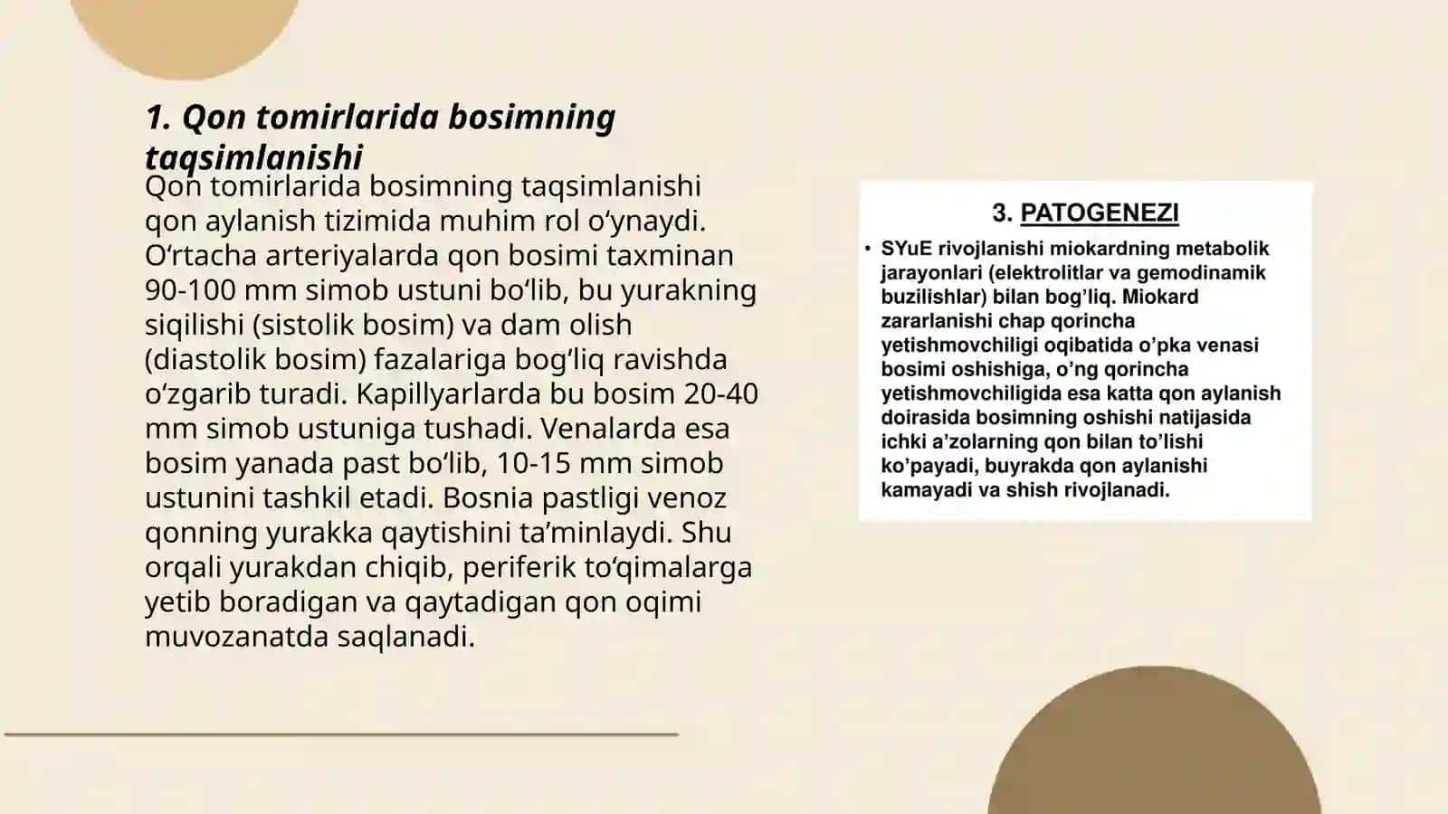 Biofizikada qon tomirlarida bosimning taqsimlanishi 3
