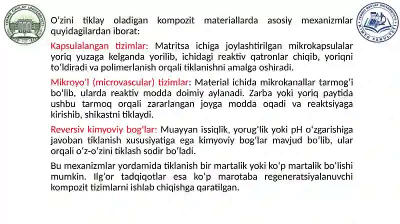 O'z-o'zidan tiklanadigan kompozit materiallar 3