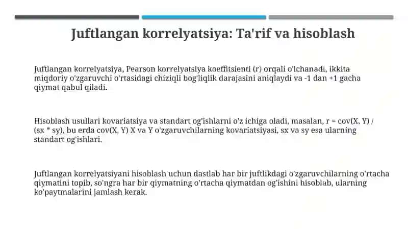 Juftlangan korrelyatsiya 3