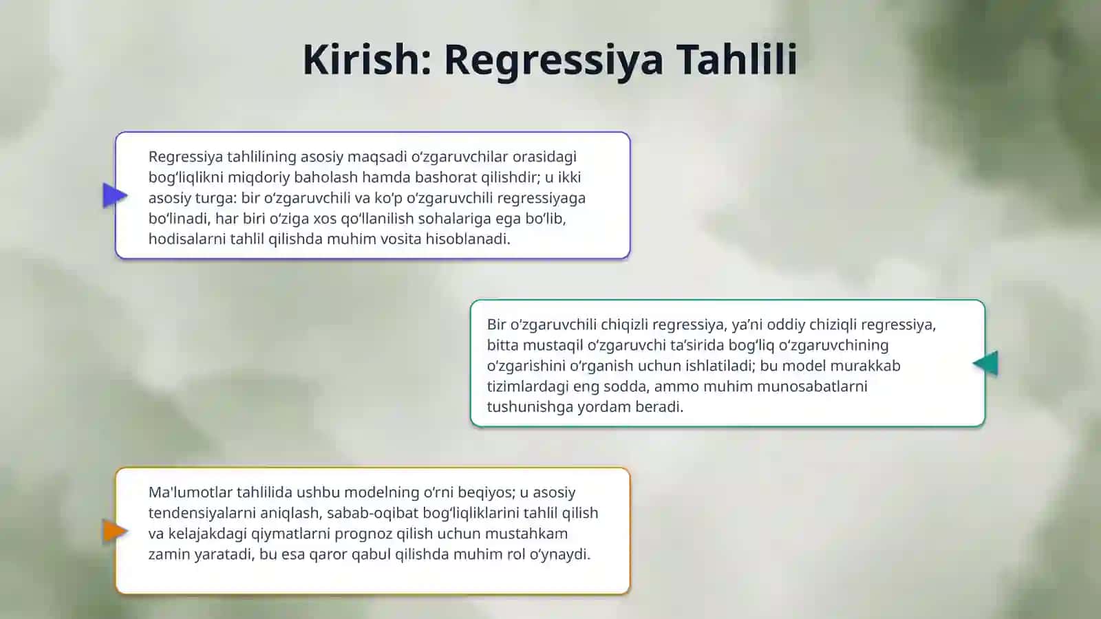 Bir o‘zgaruvchili chiqizli regressiya asosida model ishlab chiqish 3