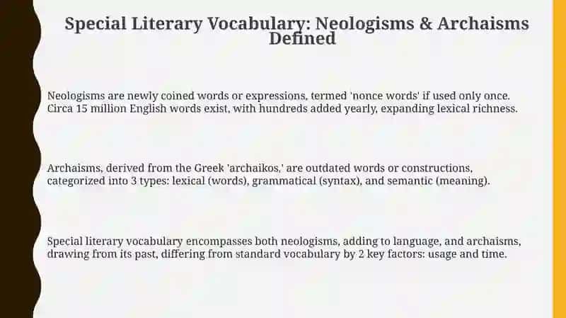 Special literary vocabulary. Neologisms.Archaisms 3