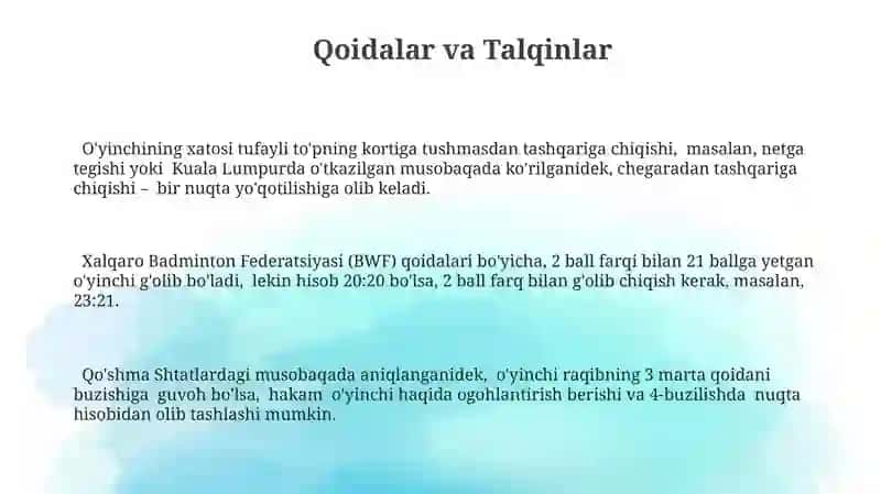 Badminton Hakamligi Asoslari 3
